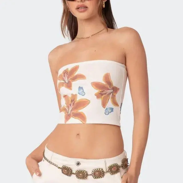 Floral Strapless Tube Top