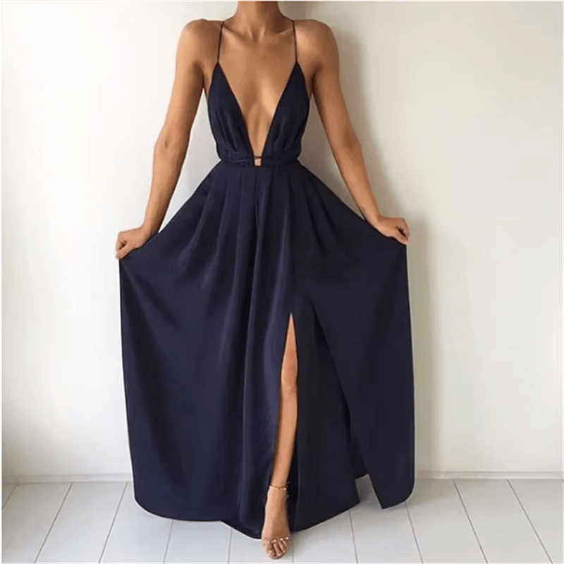 Plunge-Neck Maxi Dress