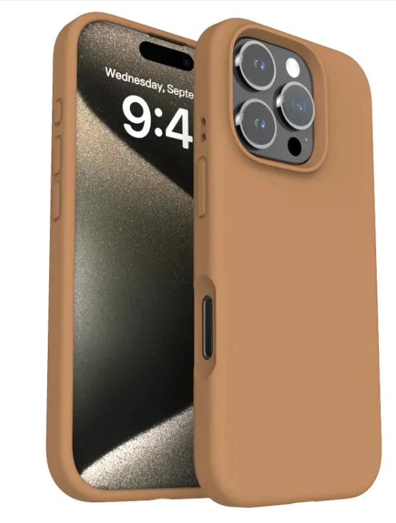 Soft-touch khaki silicone phone case – sleek and protective design.