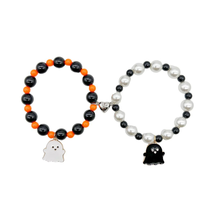 Matching ghost charm bracelets for couples – spooky and cute Halloween jewelry.