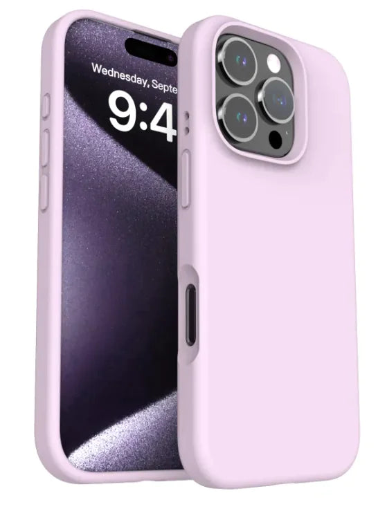 Soft-touch pastel pink silicone phone case – sleek and protective design.