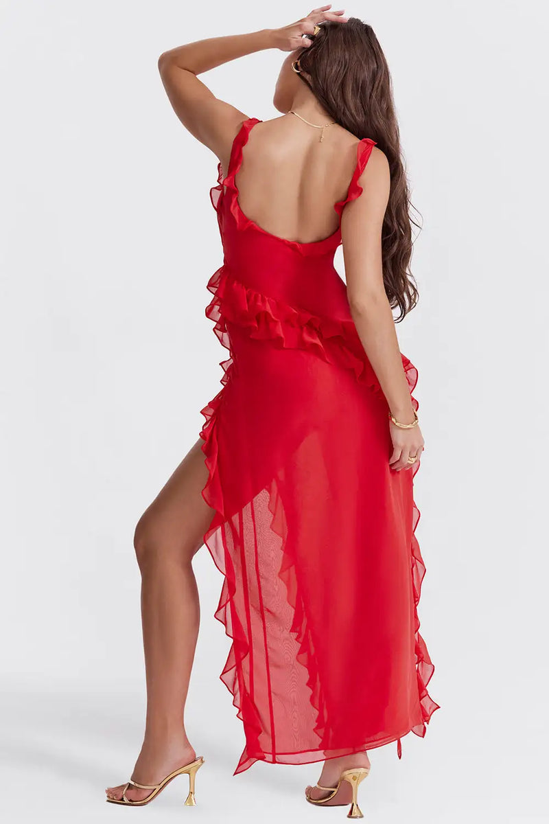 Ruffle Slit Dress