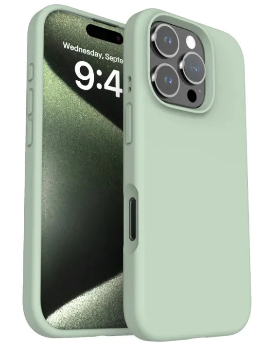Soft-touch patina silicone phone case – sleek and protective design.