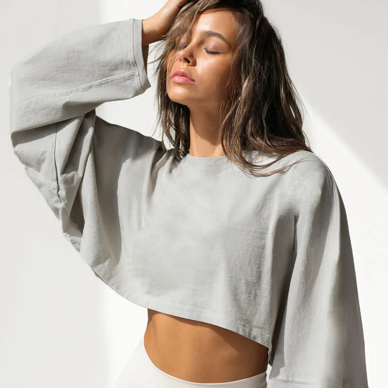 Long-Sleeve Sporty Crop Top