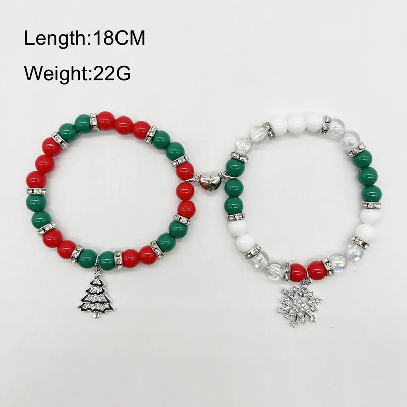 Matching Christmas charm bracelets for couples – jolly  and cute Christmas jewelry.