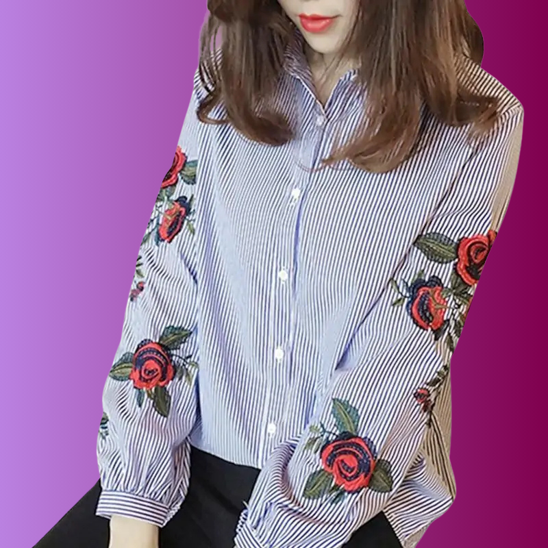 Embroidered Rose Shirt