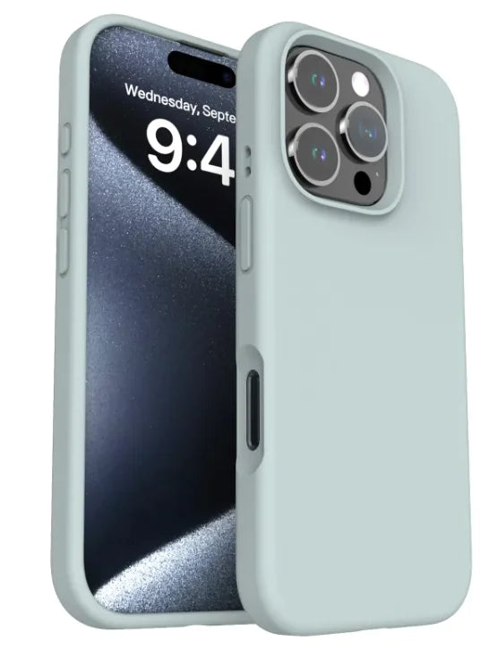 Soft-touch blue and gray silicone phone case – sleek and protective design.