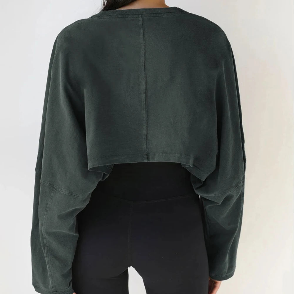 Long-Sleeve Sporty Crop Top