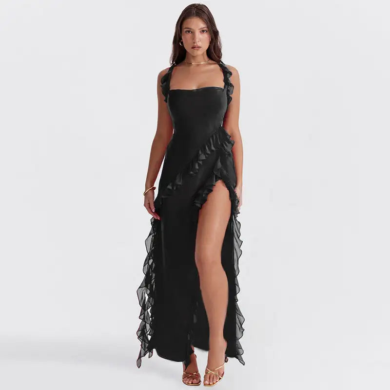 Ruffle Slit Dress