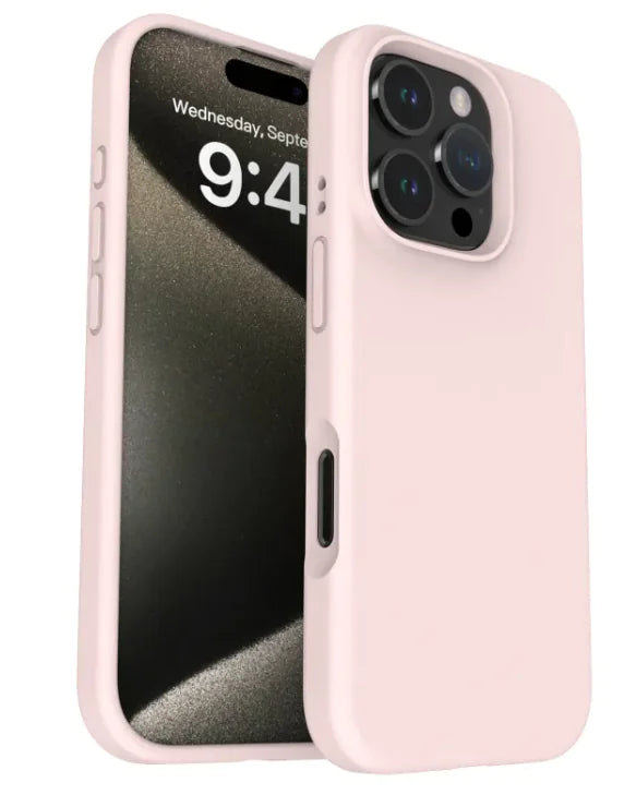 Soft-touch pink silicone phone case – sleek and protective design.