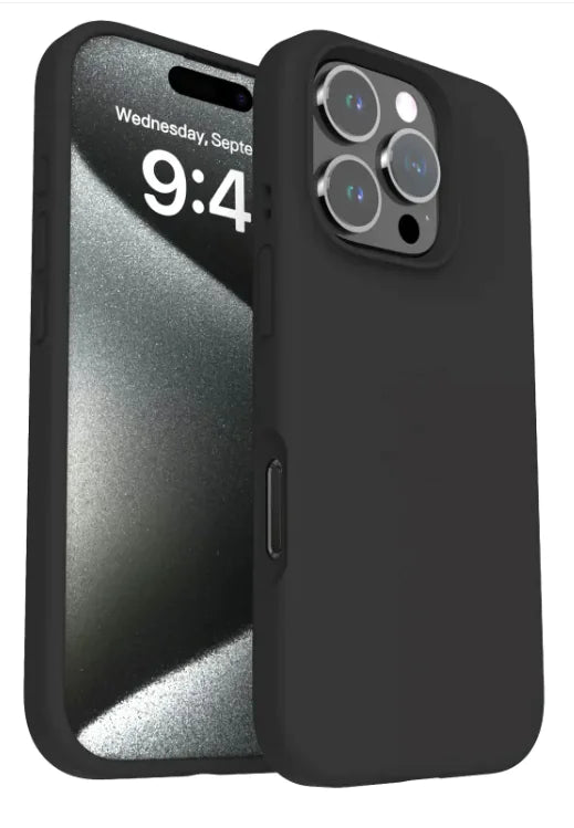 Soft-touch black silicone phone case – sleek and protective design.