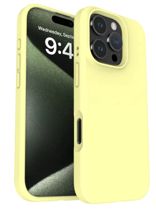 Soft-touch cream yellow silicone phone case – sleek and protective design.