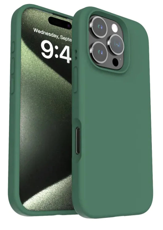 Soft-touch army green silicone phone case – sleek and protective design.