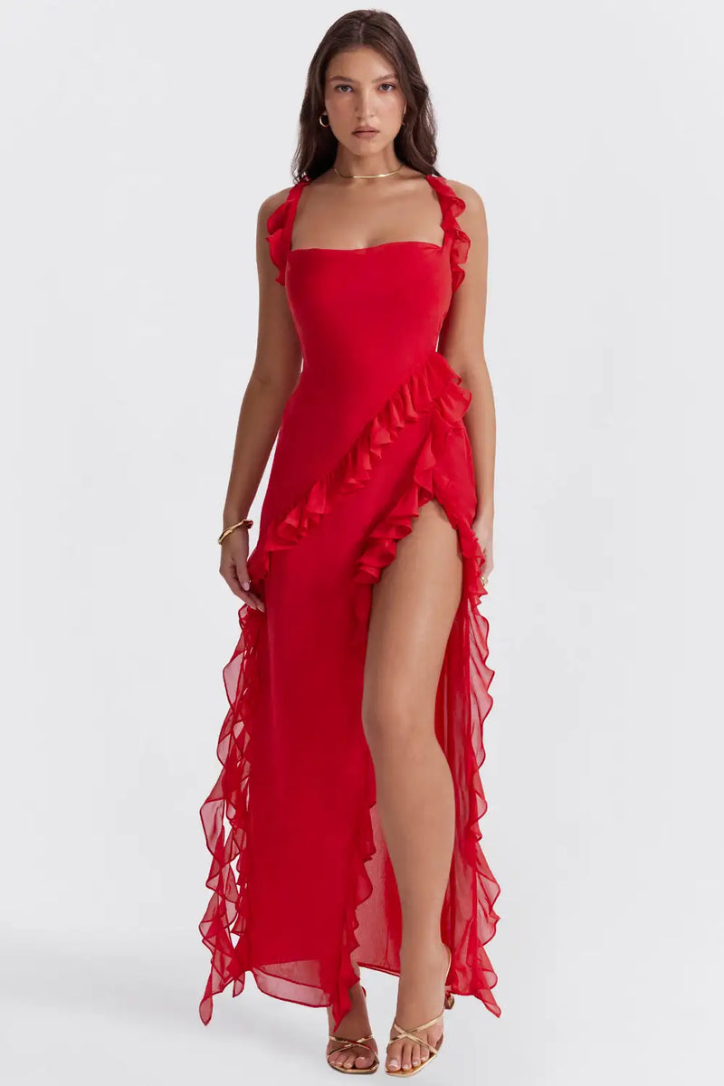 Ruffle Slit Dress